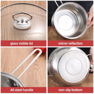 Hot Sale Kitchenware 3pcs Cookware Set Round Nonstick Stainless 410 Soup Pot