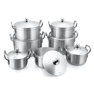 China LFGB Spin Bottom Aluminum Cooking Pot With Double Handles on sale