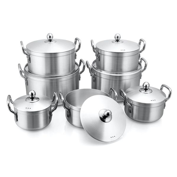Quality LFGB Spin Bottom Aluminum Cooking Pot With Double Handles wholesale