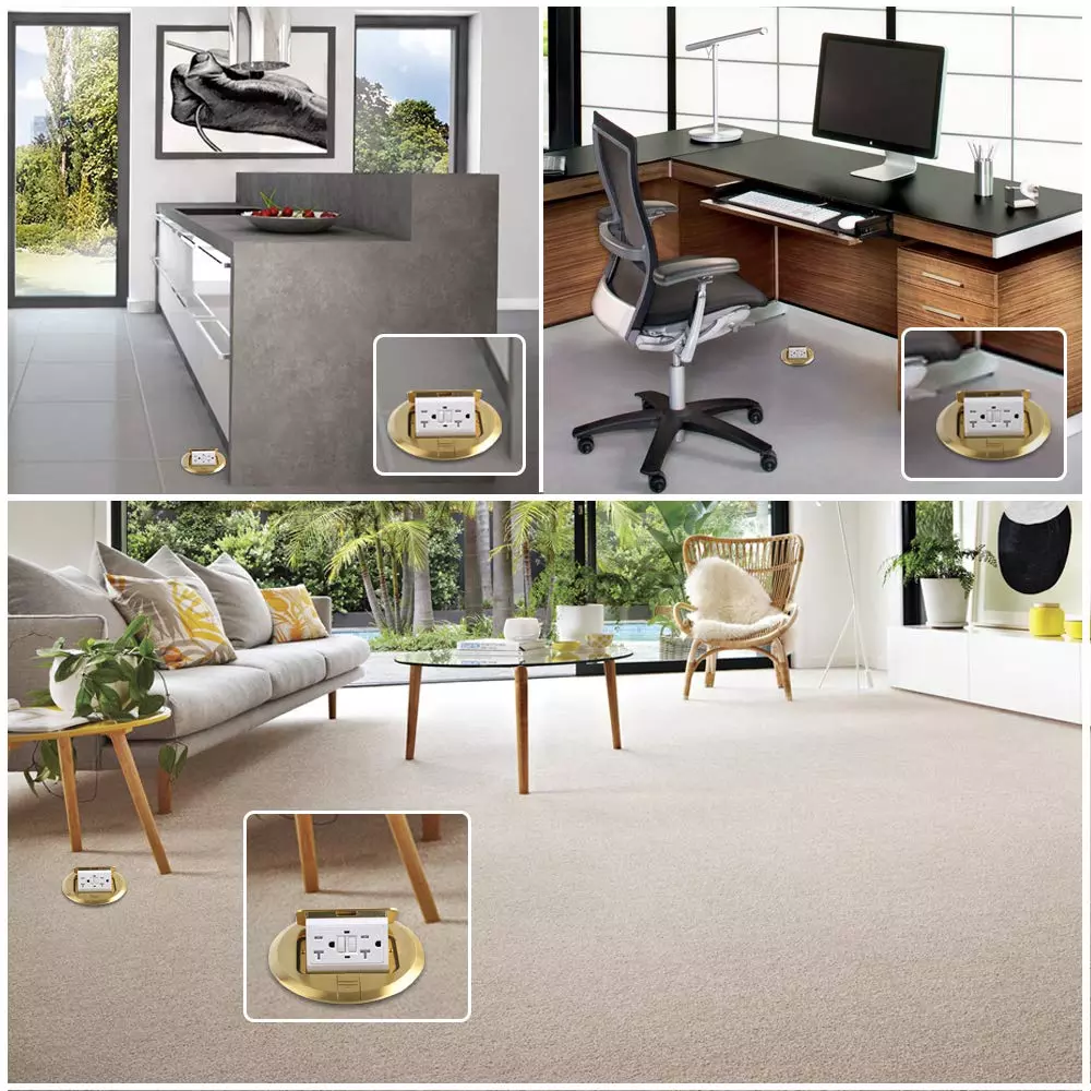 ODM Silver US Plug Pop Up 2 Gang Socket Outlet Schuko Outlet 15A 250V