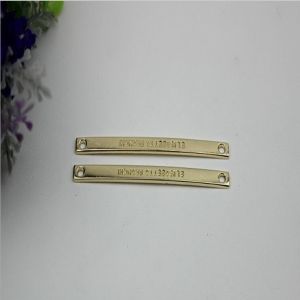 Customized light gold debossed logo metal iron sheet shoelace buckles