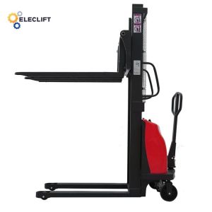 Cheap Load Capacity Semi Electric Pallet Stacker With 1600mm Maximum Lift Height And Polyurethane Wheels for sale
