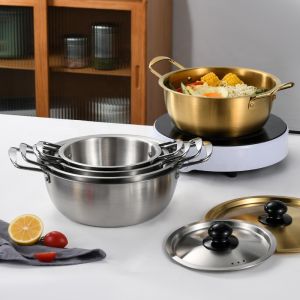 Kitchen Gold Instant Noodle Pot Home Use Stainless Steel Material