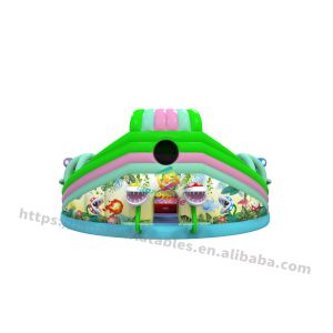 Green Custom Inflatable Play Park / Bounce House Amusement Park