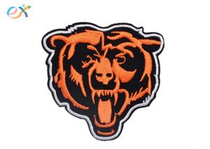 Cheap Iron On Backing Custom Twill Patches , Tiger Embroidery Patch With Laser Border for sale