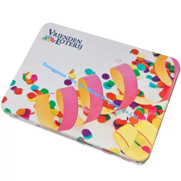 4 Color Printing Candy Tins Rectangular Metal Tins with Seated Base Tin Can