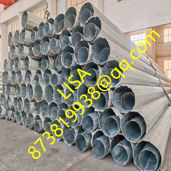 Quality 75FT 2-Segments Dodecagonal Hot Dip Galvanized Transmission Steel Poles with Bitumen Painting and Sack Wrap wholesale
