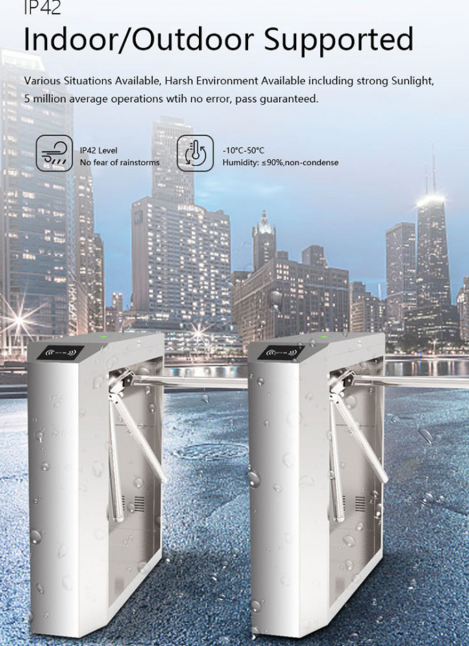 304 Stainless Steel Vertical Tripod Half Height Turnstile Gate IP54