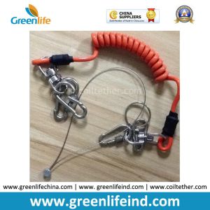 China Good Strong Carabiner Lock Coiled Lanyard Tether Protect Tools on sale