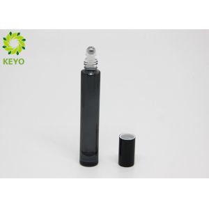 10ml Long And Thin Empty Glass Perfume Bottles Clear Shiny Black Round Metal