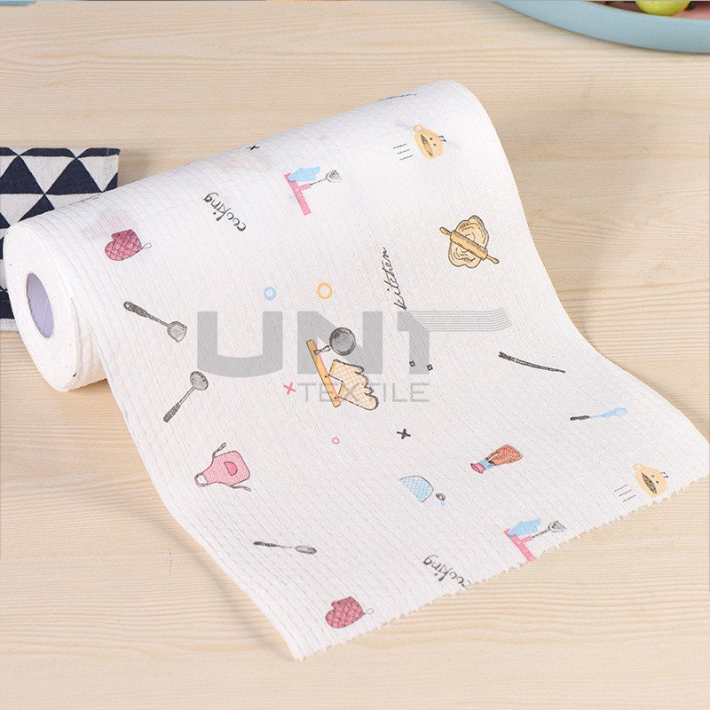 30gsm Disposable Printing Spunlace Non Woven Fabric For Rag Roll