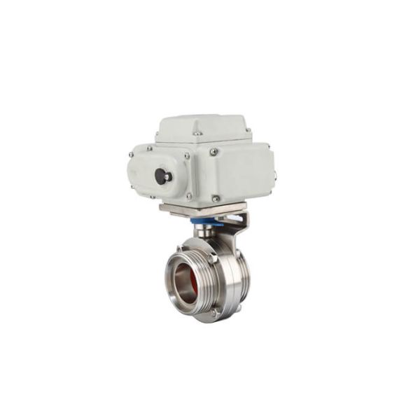 Quality SS304 SS316L Sanitary Control Valves DIN SMS ISO Threaded Electric Actuated Butterfly Valve wholesale