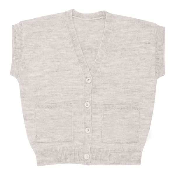 Kids Cotton Knitted Sweater Vest Hand Knit Button Down Sleeveless Cardigans With