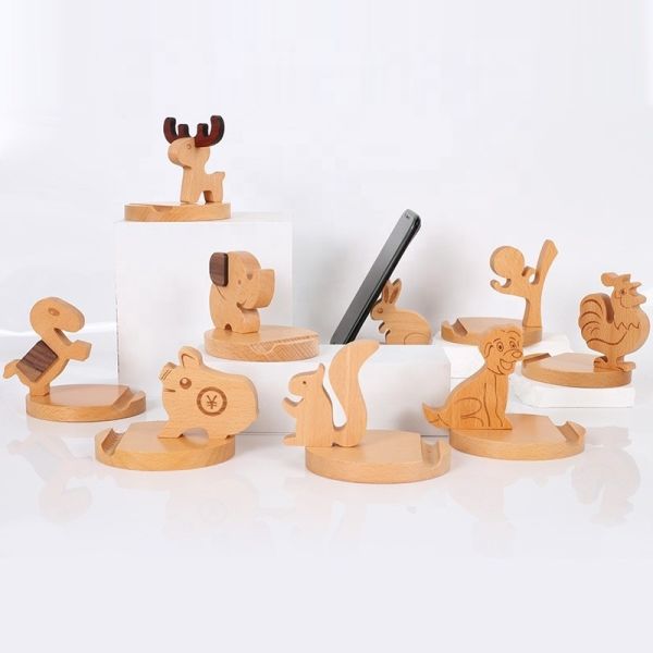Quality Custom Assorted Animals Wooden Mobile Phone Holder for Indoor Use to Relieve Fatigue wholesale