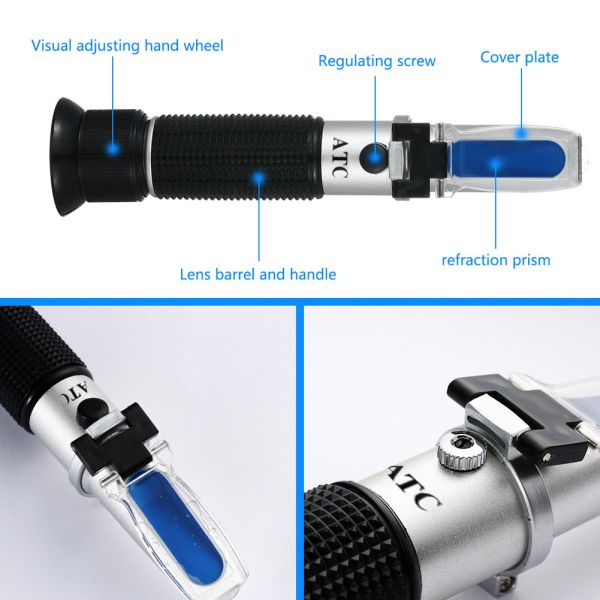 Portable Brix & Salinity Refractometer Meter With Atc / Salt Water Salinity Tester