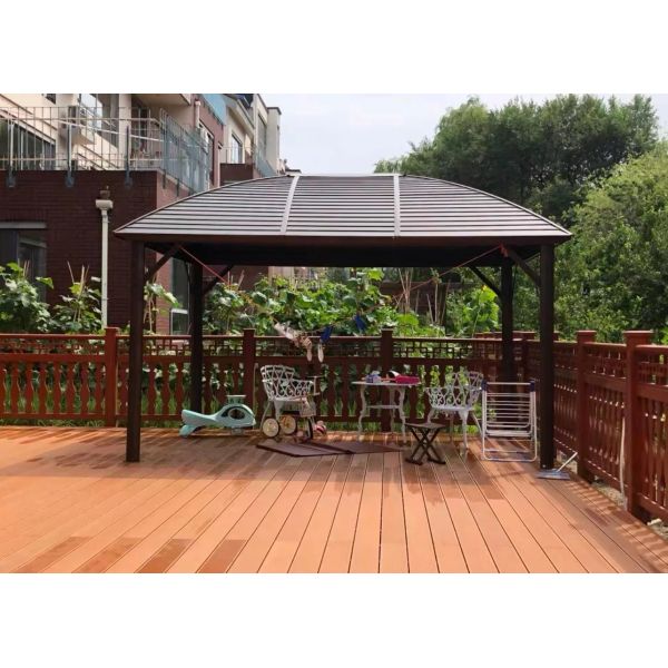 Quality Outdoor Patio Garden Steel Frame Hardtop Metal Roof Gazebo with Privacy Curtains Netting wholesale