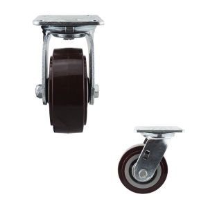OEM Dark Red Polyurethane Wheel 230kg 5 Inch Swivel Casters