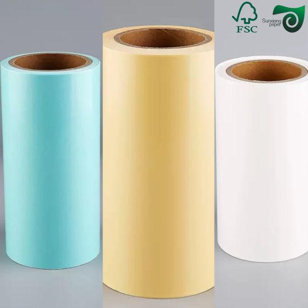 Quality FSC 40gsm  60gsm Single Side Glossy Glassine Paper For Label Backing  White  Yellow Blue wholesale