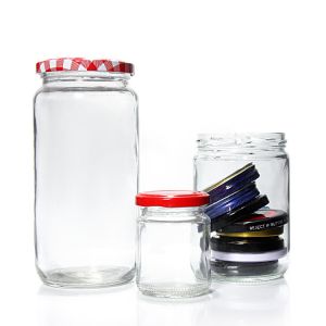 Bulk Round Transparent Glass Canisters Jar Glass Snack Containers For Honey Jam