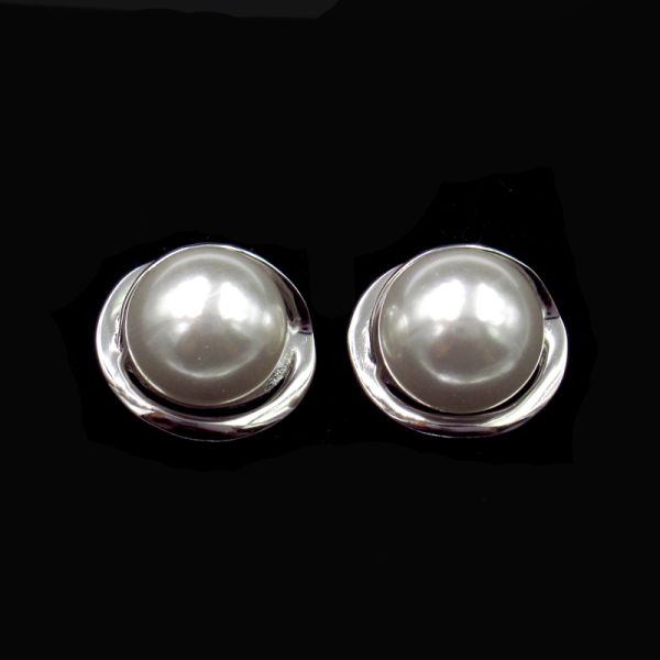 Fashion 925 Silverl Earrings White Zircon With Fresh Water Pearl Heart Shaped