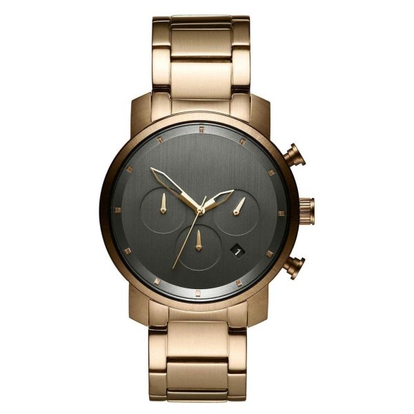 Quality Gold plated brushed face stainless steel back quartz quality watches wholesale