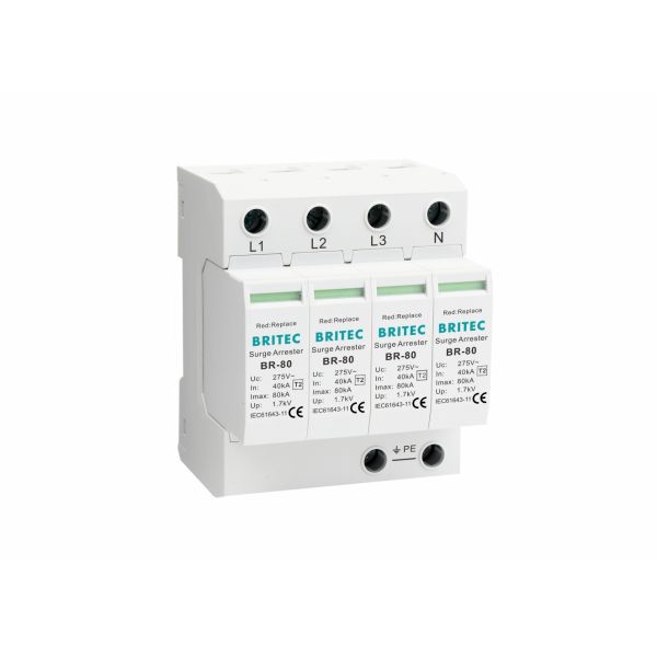 Quality 80kA  4 Pole Compact Type 2 Surge Protector Quick Response wholesale