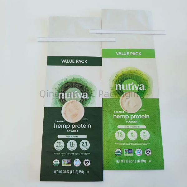 Quality Customized 8 Side Seal Stand Up Pouch With Tin Tie Flat Bottom For Protein Powder wholesale