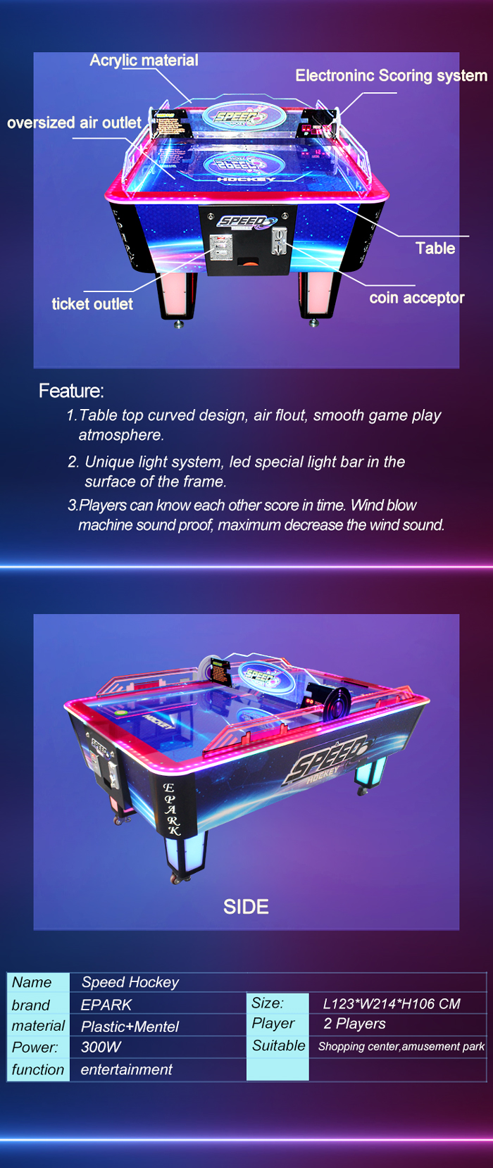 Speed Hockey attractive air hockey table game sport game machine for game center
