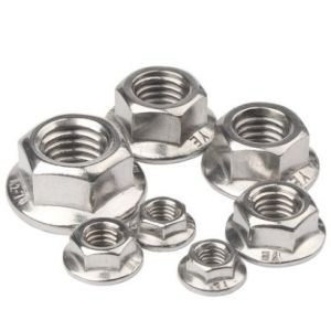 304 M8 Hex Lock Din6923 Self Locking Hexagon Flange Nut with Plain Surface