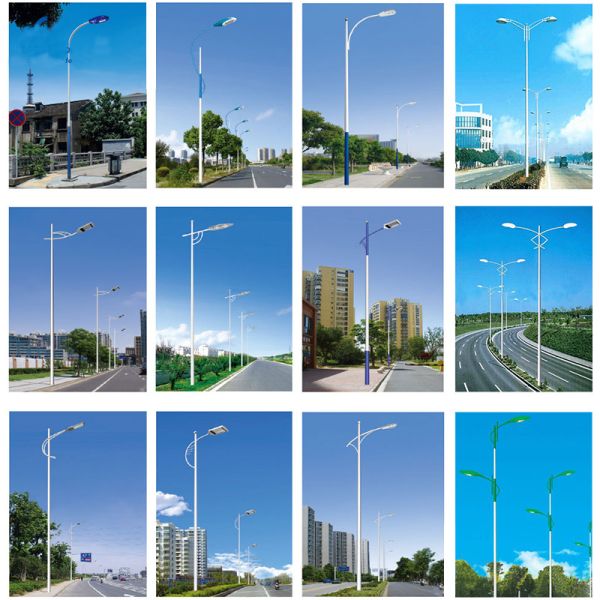 Powder Coated Galvanised Street Light Pole 12m Z Shape Q345B