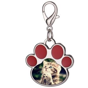 Diy Printing Pets Sublimation Dog Name Id Tags Pendant Zinc Alloy Paw Shaped
