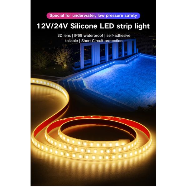 12V 24V IP68 Waterproof Outdoor LED Strip Lights 120leds/M LED Night Light Strips Sincere Solid Silicone Dimmable Strip