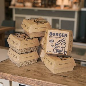 Customized printed logo disposable fast food takeaway burger box
