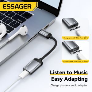 Essager ES-YP27 Usb Type C To Lightning iPhone Audio Converter Charger Adapter