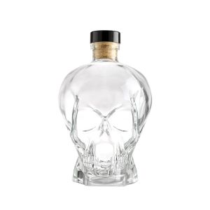 Superior Glass Skull Bottle with Customize Cork Sealing Type and Hot Stamping