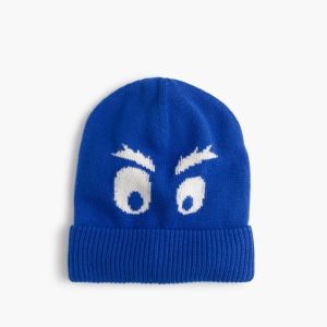 China Boy ' S 100% Acrylic Knit Beanie Hats Intarsia Type With Lining Blue Color on sale