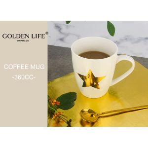 Ceramic Christmas Themed Mugs 360ML Capacity With Real Gold Star And Lines