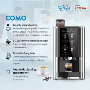 Bean To Cup Coffee Vending Machine with 20 Bar Pressure and 15.6" Touch Screen