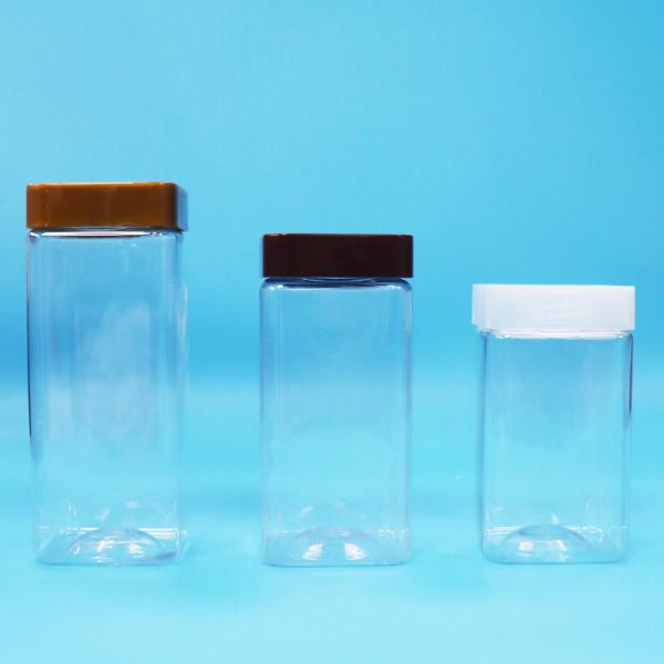 Transparent Pistachio Walnut Kernel Pine Nut PET Square Plastic Jar Screw Flat