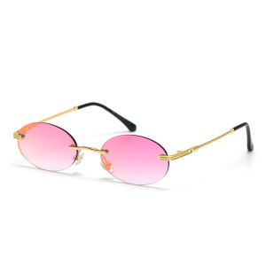 UV400 Vintage Oval Sunglasses Small Metal Frame Candy Color