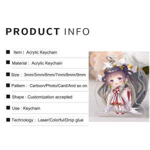 Transparent Acrylic Keychain With Metal Ring Durable Animation Cartoon Character