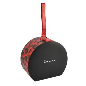 Gift Storage Hasp Closure Round Paper Suitcase With PU Handle