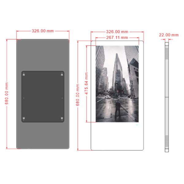 Dual Core CPU Wall Mounted Digital Signage 300cd/m*2 Brightness 1 Year Warranty
