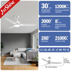 52-Inch White Ceiling Fan with LED Light and Remote Control