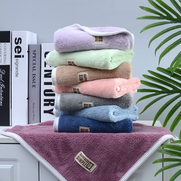 Dark Coral Plush Thickened Facial Cleansing and Beauty Edging Small Square Scarf Gift