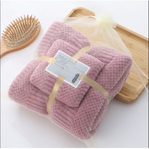 Customer Logo Thick Absorbent Polyester Towel Bath Towel Sets with Auspicious