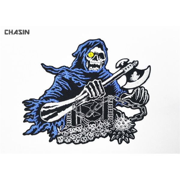 Quality Intricate  Punk Skull Motorcycle Biker Patches Glue Backing Biker Vest Patches wholesale
