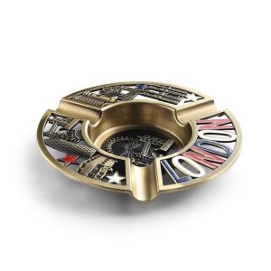 Customized Rohs 118mm Round Metal Ashtray / Portable Cigarette Ashtray