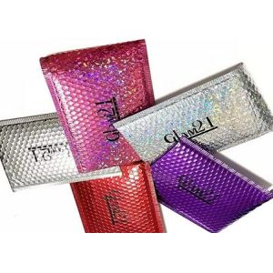 China Glamour Metallic Bubble Mailers Self Seal Closure Metallic Shipping Envelopes on sale