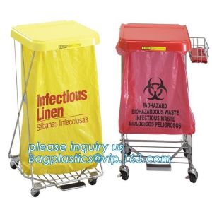 HDPE plastic drawstring biohazard garbage waste, Heavy duty safety plastic